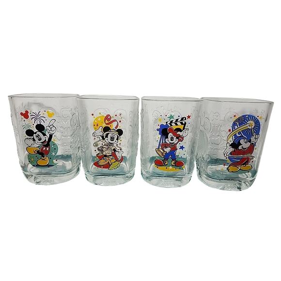 Mcdonald’s Walt Disney World 2000 Celebration Mickey Mouse Glasses Set Of 4 MINT - Picture 1 of 13